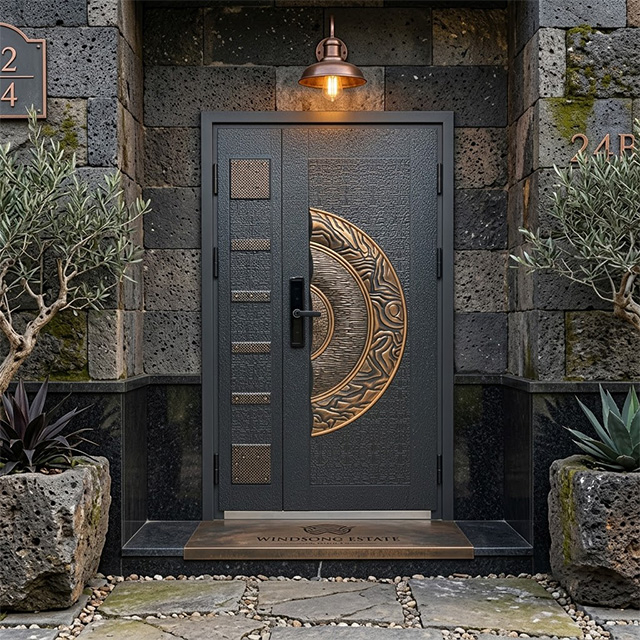 Heavy-Duty Tank-Style Smart Door Grade Antique Copper Imitation Entrance Door
