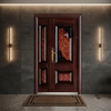 Stylish and Secure Steel Door Red Brown Wood Grain Design Exterior for Home
