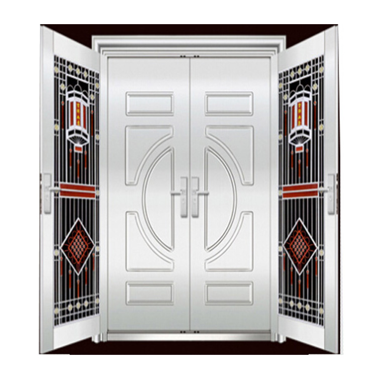 FPL-S50178 House Main Gate Double Leaf Double Swing Stainless Steel Door With Factory Price