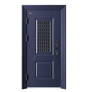 Classic Dark Blue Fancy Steel Security Door 