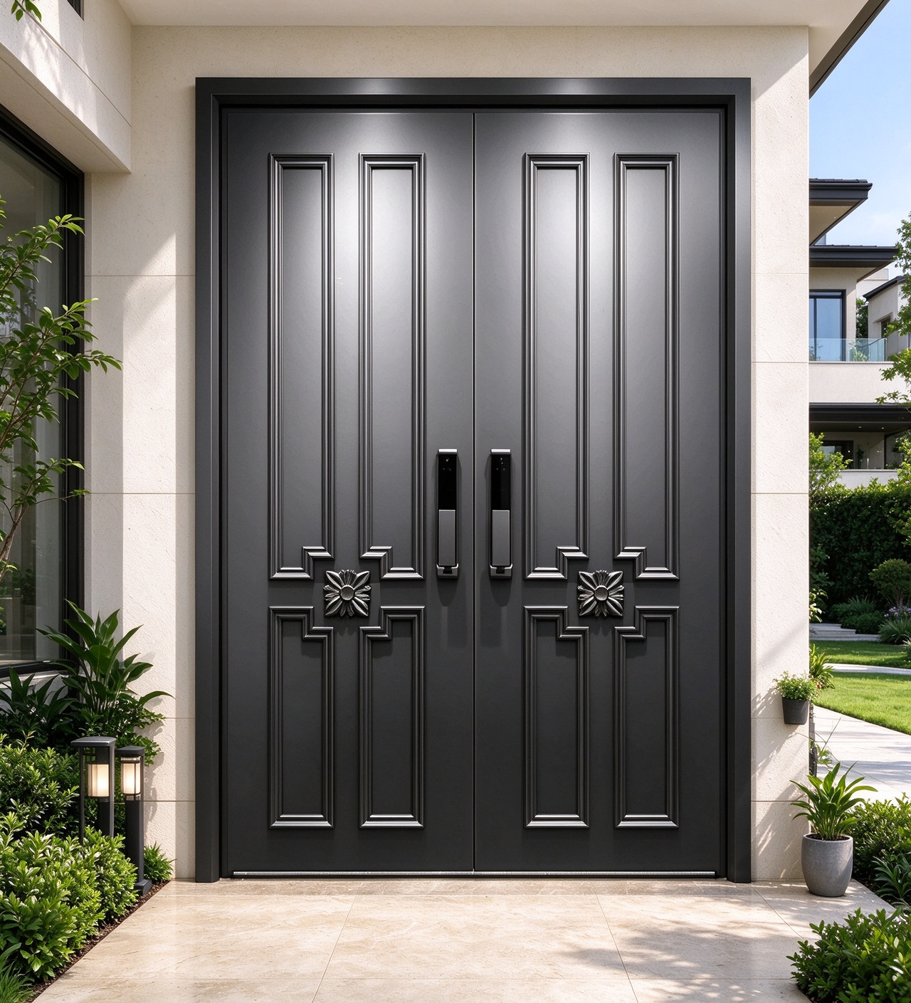 Luxury Front Entry Smart Door Panel with Smart Camera Lock System