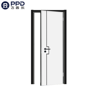 PHIPULO Simple Black Frame Wood Interior MDF Melamine Door 