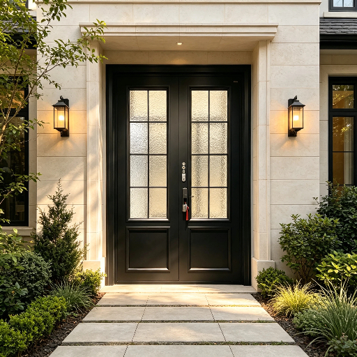Modern Glass Security Steel Door From China Direct Door Factory
