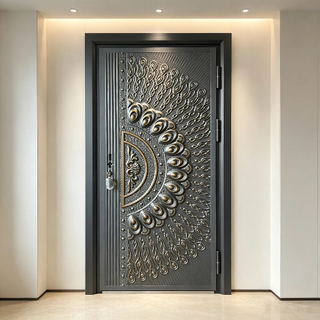 Heavy Duty Cast Aluminum Door For Modern Villa Main Entrance With Soundproof Design And Premium Hardware Included