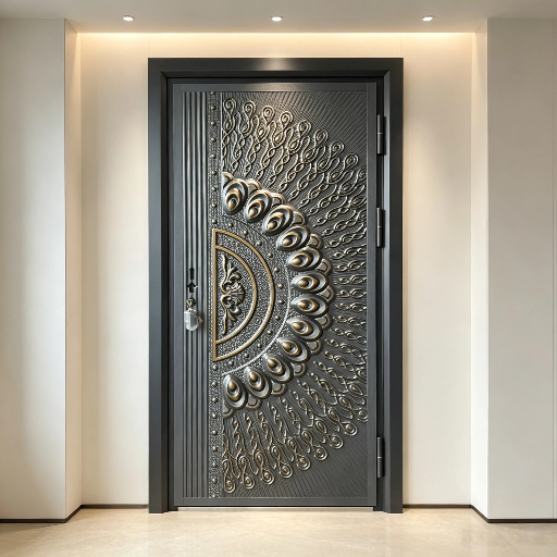 Heavy Duty Cast Aluminum Door For Modern Villa Main Entrance With Soundproof Design And Premium Hardware Included
