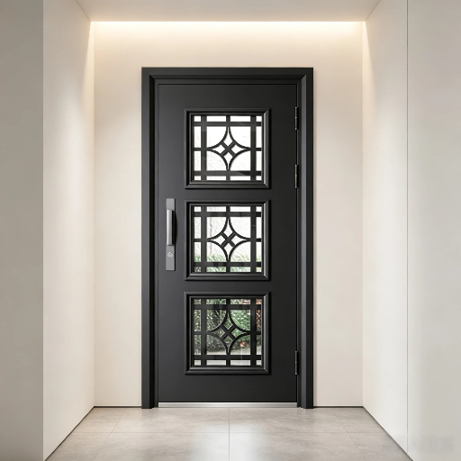 High Strength Tempered Glass Steel Door Waterproof Anti-rust Security Glass Door Factory Wholesale for Resident