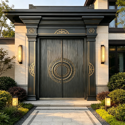 Energy Saving Aluminium Alloy Villa Door Anti Corrosion Exterior Front Villa Door Custom Hardware for Private Villa Entrance
