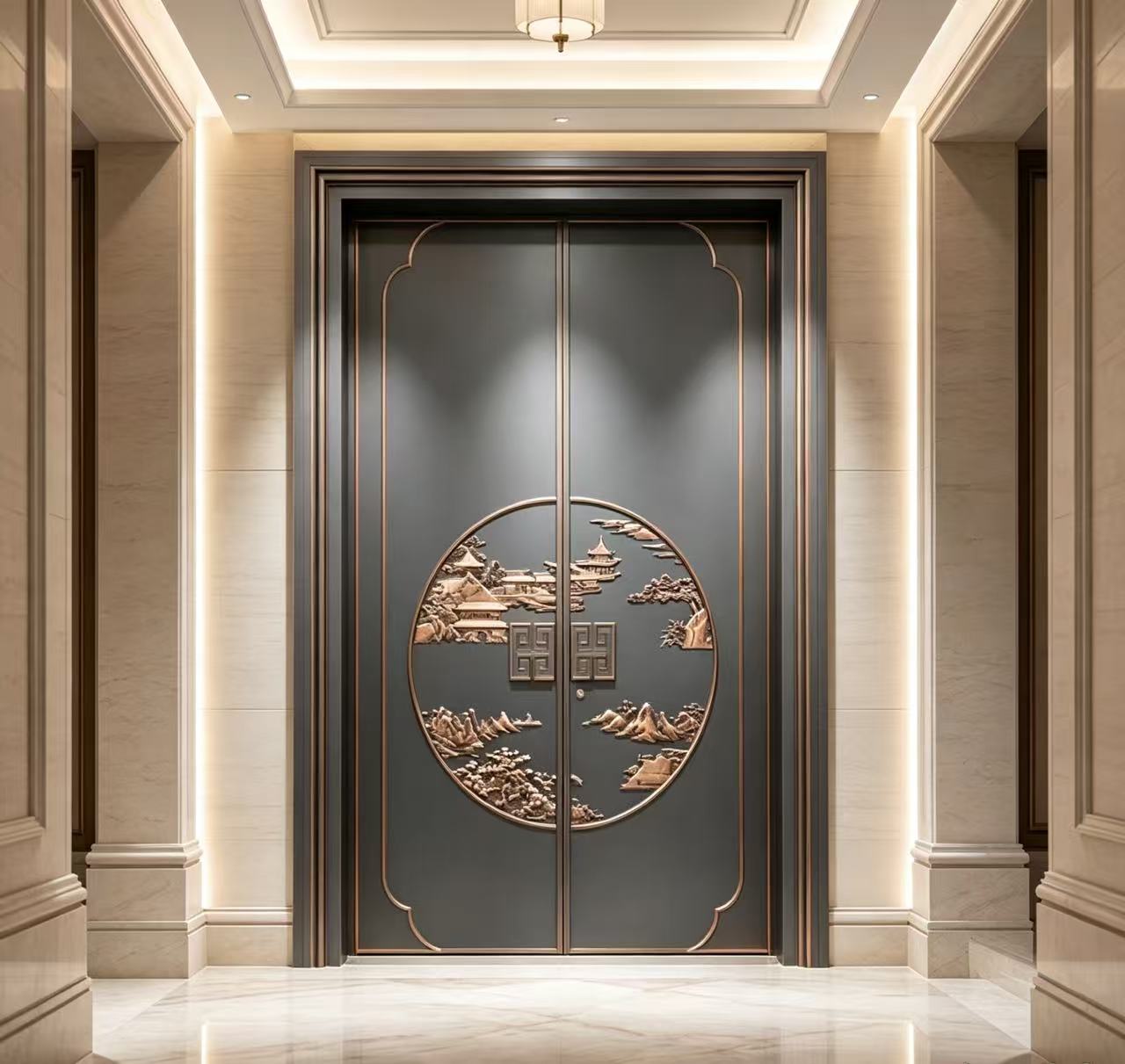 Luxury Cast Aluminum Door Rustproof Villa Main Entrance Door