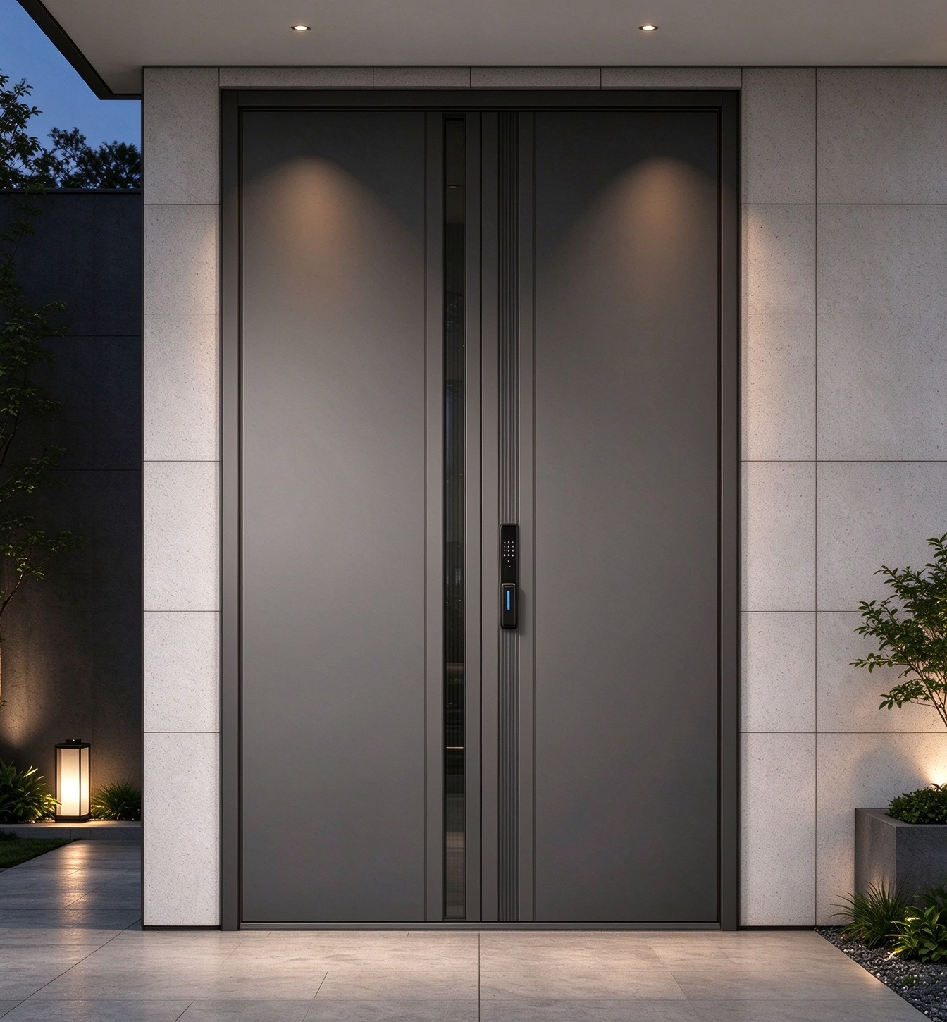 Custom size exterior smart door luxury residential front smart door supplied by professional door factory