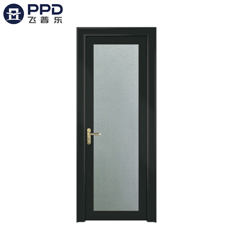 FPL-7010 Black Frame Fiberglass Modern Bathroom Aluminum Alloy Door 
