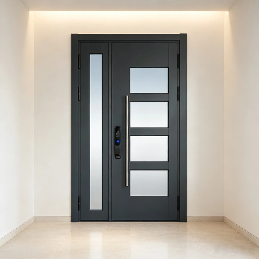 French Style Square Glass Door with Black Frame for Home or Building