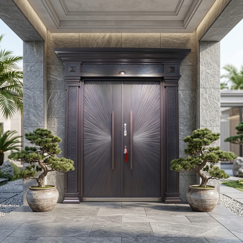High Security Thermal Insulated Villa Door, Custom Color Front Entrance Villa Door Weather Resistant for Outdoor Villa Use