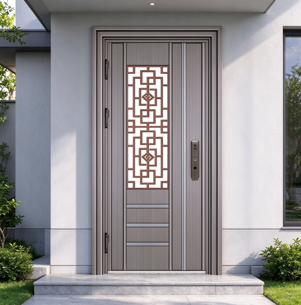 Custom Smart Door From China Factory Secure Automatic Entry Door For Residential Home Use