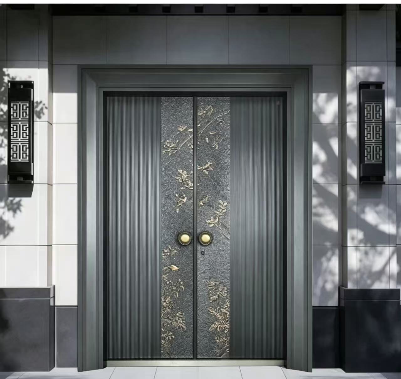 Chinese Style Luxury Villa Entrance Door Carved Metal Exterior Security Main Entry Door For Residence Project