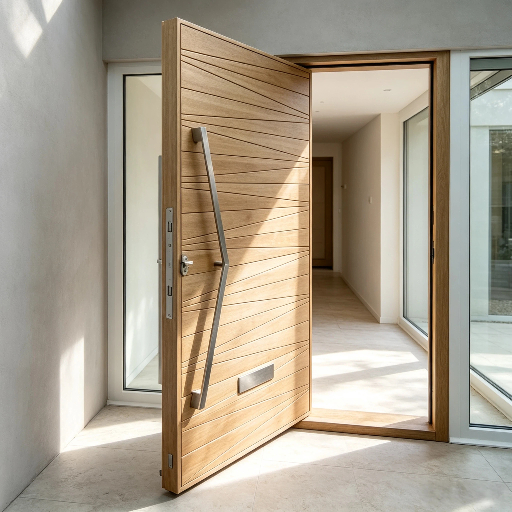 China Factory Custom Luxury Pivot Door Modern Solid Pivot Entrance Door for Residential House Wholesale Exterior Pivot Door With Long Handle For Villa Project