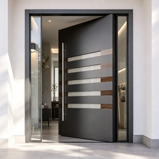 Security Steel Pivot Door With Smart Lock Exterior Entry Door