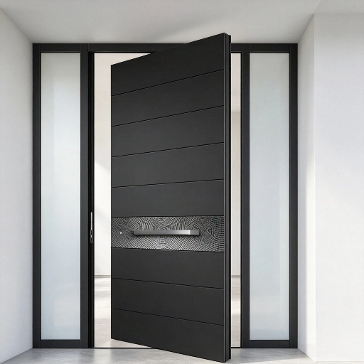 Modern Cast Aluminum Pivot Door For Luxury Front Entry With Heavy Duty Security Lock And Weather Resistant Frame