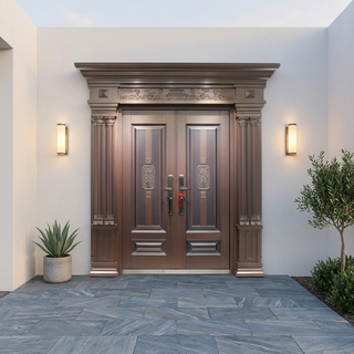 Modern Waterproof Aluminium Villa Door Custom Size Exterior Entrance Main Door with Security Lock for Luxury Private House