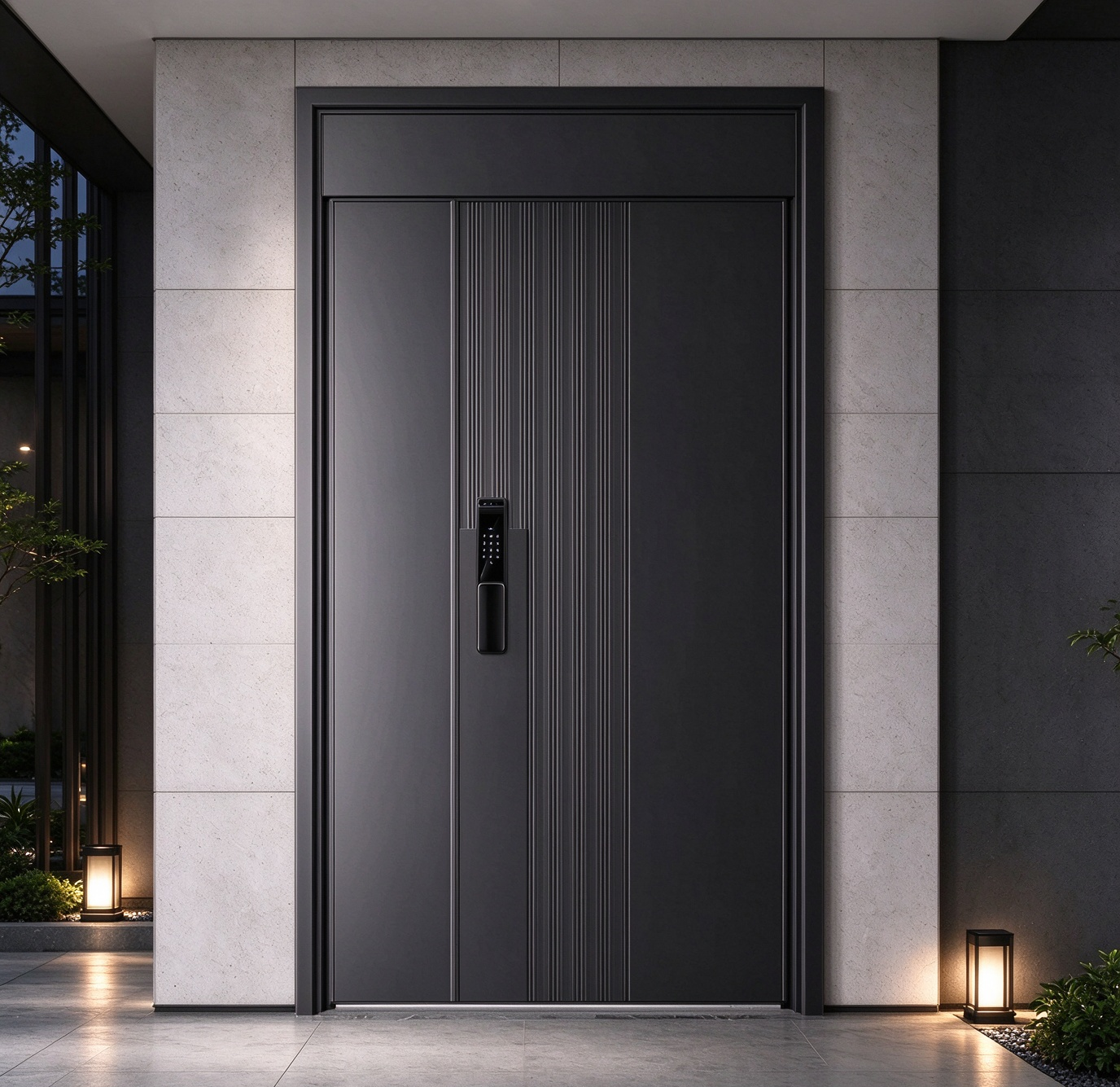 Durable metal smart door villa exterior front smart door custom made by experienced door manufacturer
