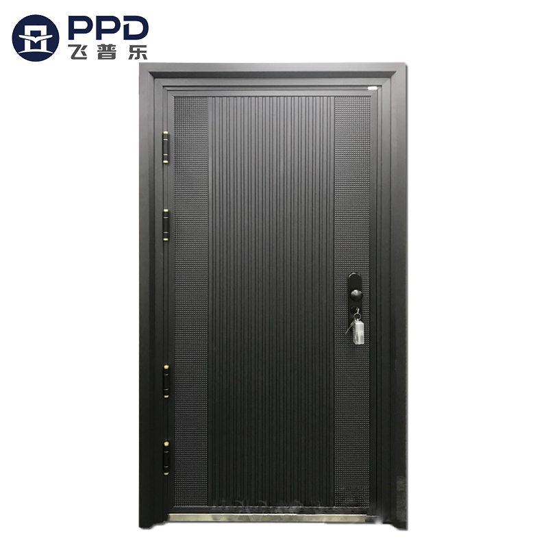 FPL-8008 Black Aluminium Plate Stainless Steel Panel Entry Aluminium Cast Door