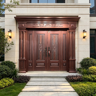 Modern Waterproof Aluminium Villa Door, Custom Size Exterior Entrance Villa Door with Security Lock for Luxury Private House