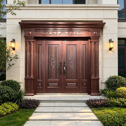 Modern Waterproof Aluminium Villa Door, Custom Size Exterior Entrance Villa Door with Security Lock for Luxury Private House