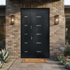 Russia Design Metal Steel Entry Doors Black Metal+MDF Panel Security Doors for Home