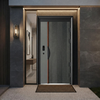 Modern Front Entry Smart Door Made of Heavy Duty Steel Material Offering Superior Security Features