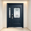 Modern Interior Glass Door Dark Blue Single Main Door for Home Office China Factory