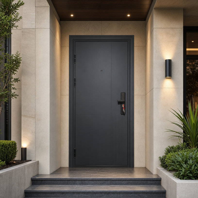 Steel Security Door Modern Minimalist Entry Door Matte Finish Anti Theft Steel Door For Villa Residential Home