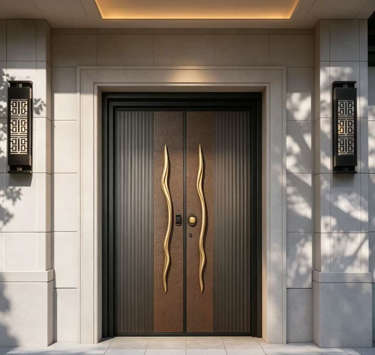  Luxury Cast Aluminum Villa Entrance Door Custom Size Anti-theft Double Front Security Entry Door for Private Villa