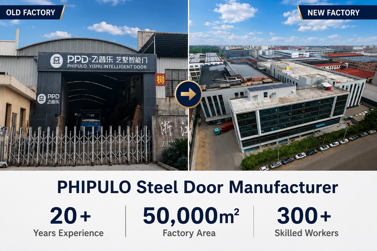 PHIPULO Steel Door Manufacturer: 20+ Years, 50,000m² Factory, and 300+ Workers