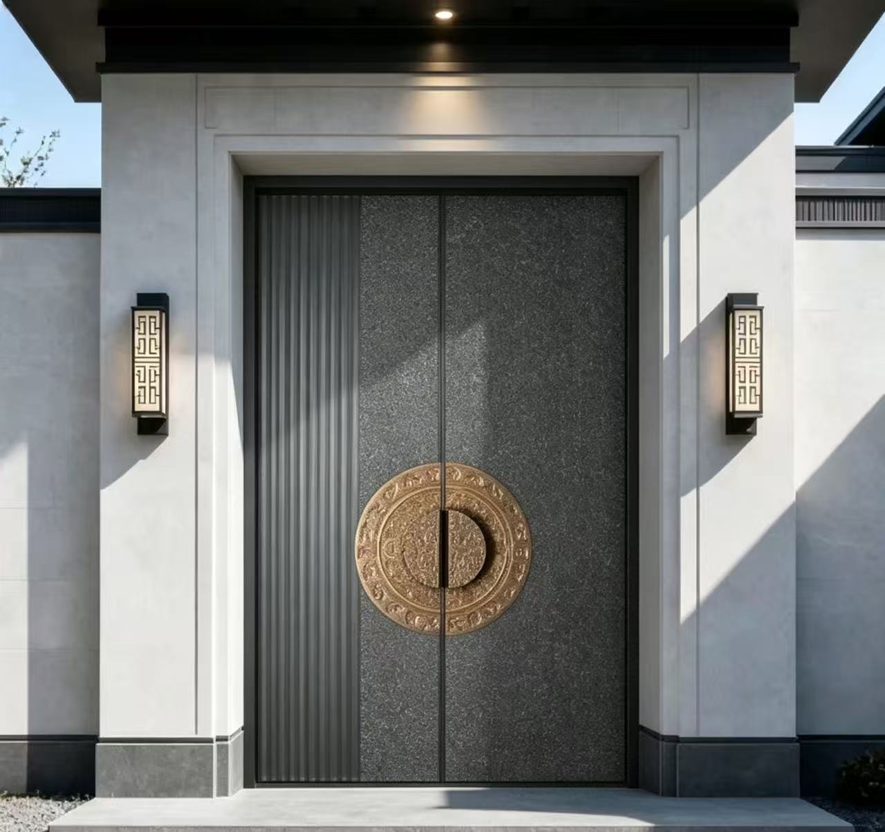 Modern Luxury Villa Main Entrance Door Custom Carved Metal Exterior Security Front Entry Gate for House