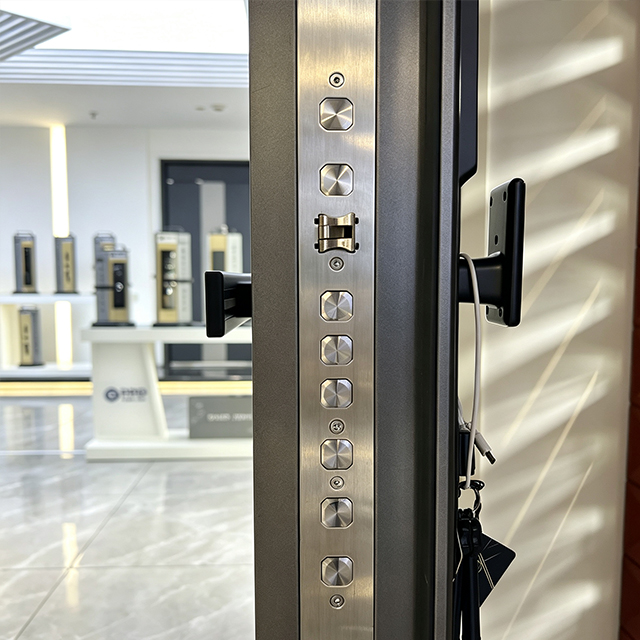 Contemporary Exterior Cast Aluminum Door With Unique Modern Artistic Carvings And Secure Multi Point Locking System