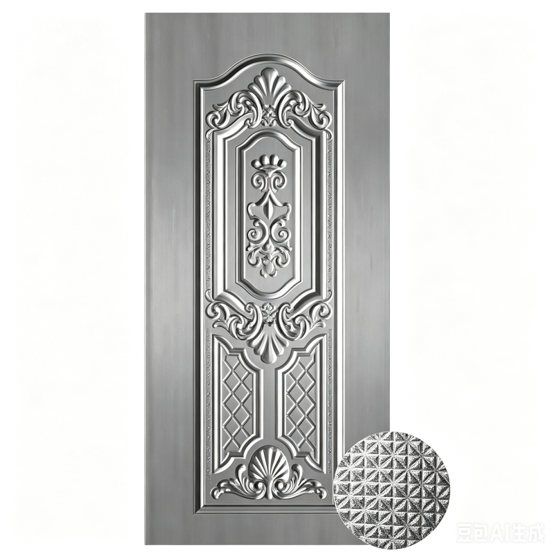 High Security Exterior Steel Door Panels Powder Coated Wrought Steel Skins for House Entrance